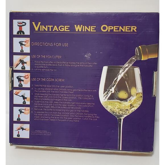 Vintage Wine Opener Original Box Nantucket Distributing Lever Action/ Corkscrew - Picture 3 of 11
